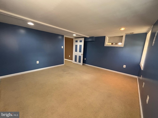 basement featuring carpet