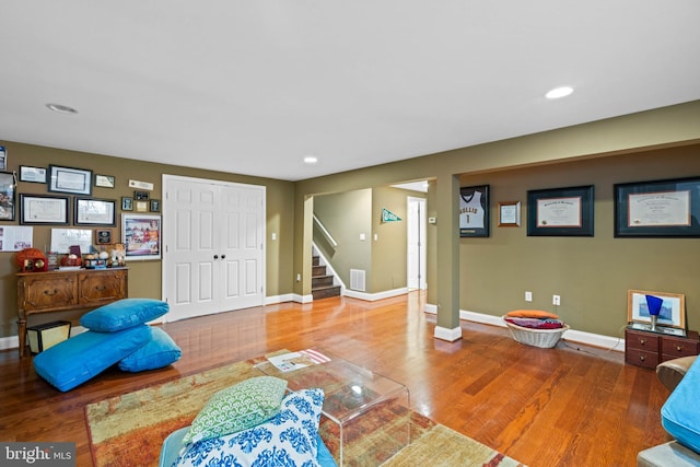 interior space with hardwood / wood-style flooring