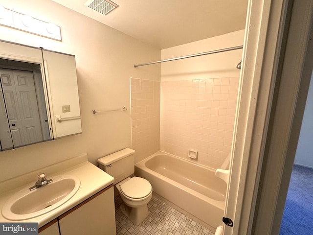 full bathroom with vanity, shower / washtub combination, and toilet