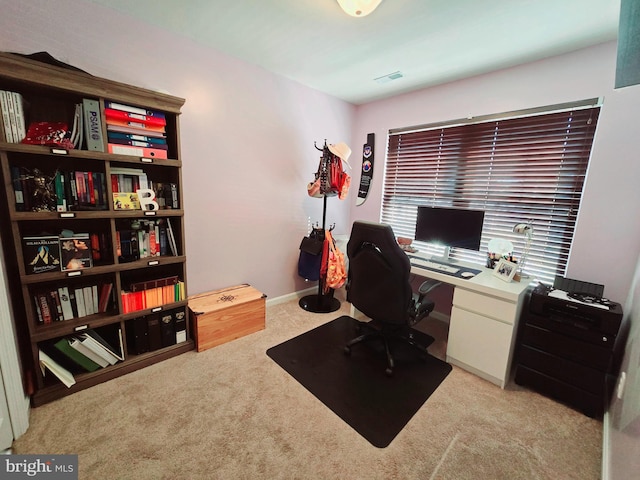 office with light carpet