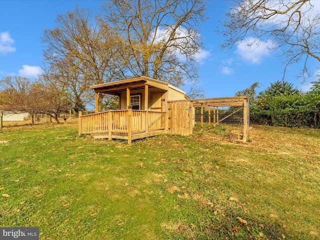 view of yard with a deck