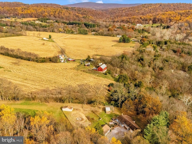 birds eye view of property featuring a rural view