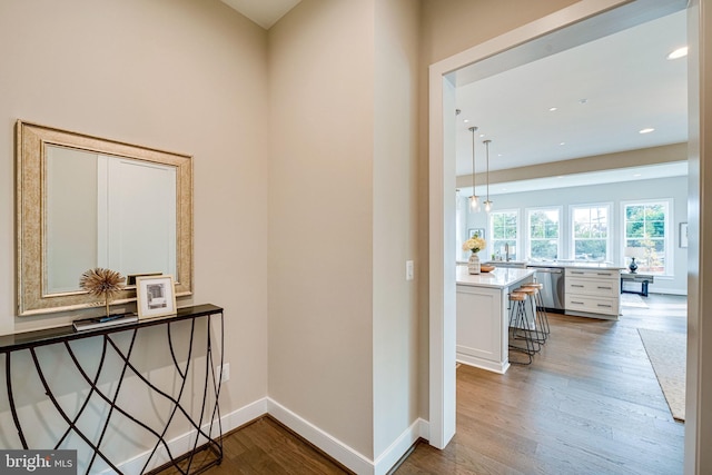 hall featuring hardwood / wood-style floors