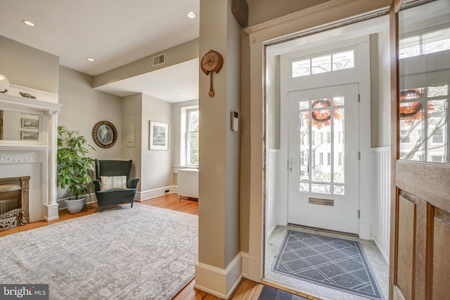 entrance foyer featuring light wood-type flooring