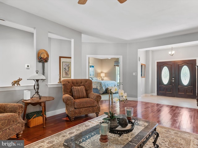 living room with wood-type flooring