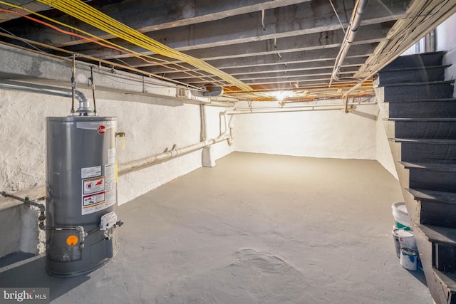 basement with water heater