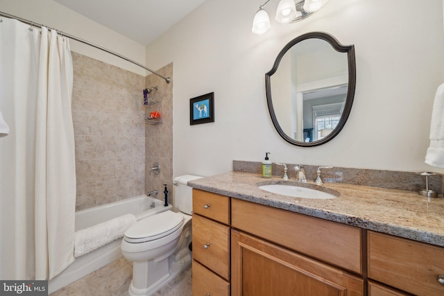 full bathroom featuring vanity, toilet, and shower / bath combo