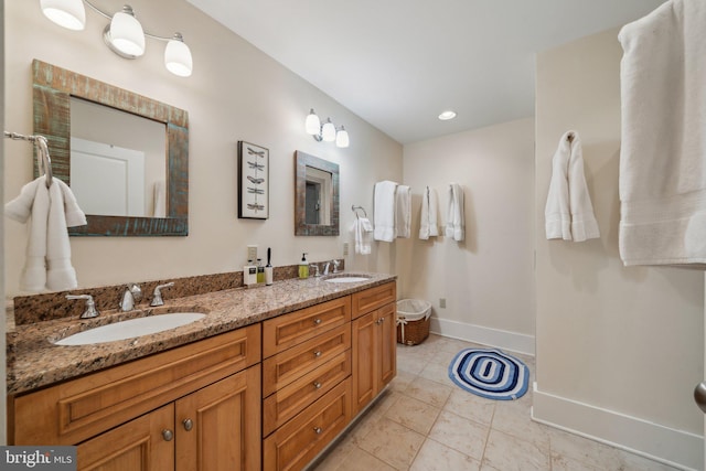 bathroom featuring vanity and tile patterned floors