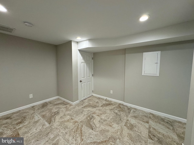 basement with electric panel