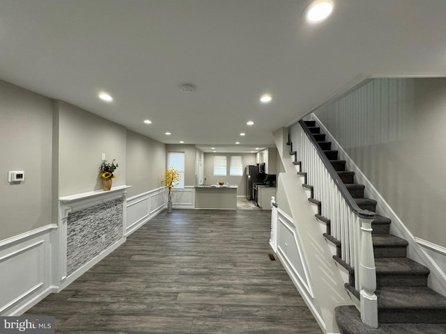 interior space featuring hardwood / wood-style flooring and sink