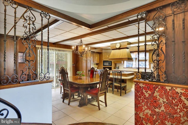 333 W Arch St, Frackville, PA 17931 - dining space featuring light tile patterned floors and a chandelier