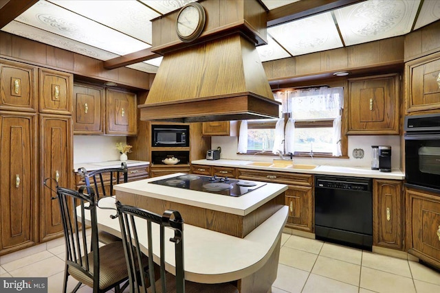 333 W Arch St, Frackville, PA 17931 - kitchen with black appliances, light tile patterned flooring, light countertops, and a sink