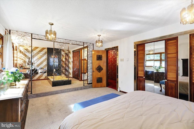 333 W Arch St, Frackville, PA 17931 - bedroom with a textured ceiling, an inviting chandelier, and carpet floors
