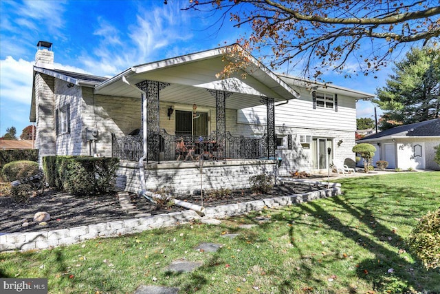 333 W Arch St, Frackville, PA 17931 - back of property featuring a lawn, a chimney, and a porch