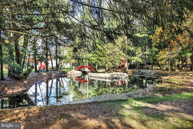 view of yard featuring a water view