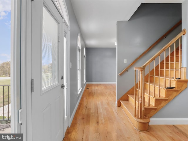 foyer featuring hardwood / wood-style flooring and a wealth of natural light