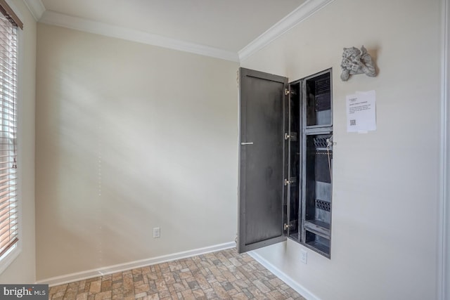 spare room featuring crown molding