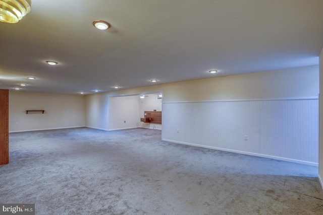 basement with carpet floors