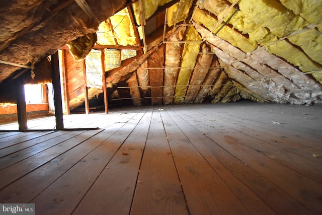 view of unfinished attic