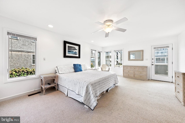 1039 Long Beach Blvd, Long Beach Township, NJ 08008 - bedroom with multiple windows, access to exterior, light colored carpet, and recessed lighting