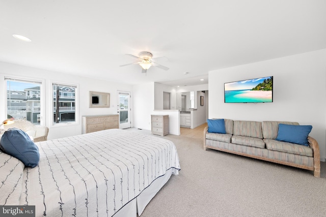1039 Long Beach Blvd, Long Beach Township, NJ 08008 - bedroom with light colored carpet, recessed lighting, baseboards, and ceiling fan