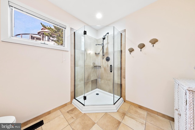 1039 Long Beach Blvd, Long Beach Township, NJ 08008 - full bath featuring baseboards, a stall shower, toilet, tile patterned flooring, and recessed lighting