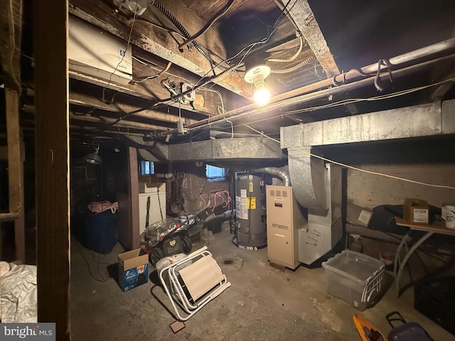 basement with gas water heater