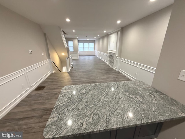 hall featuring dark hardwood / wood-style floors