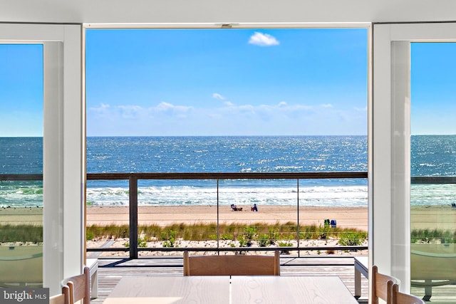 property view of water with a beach view