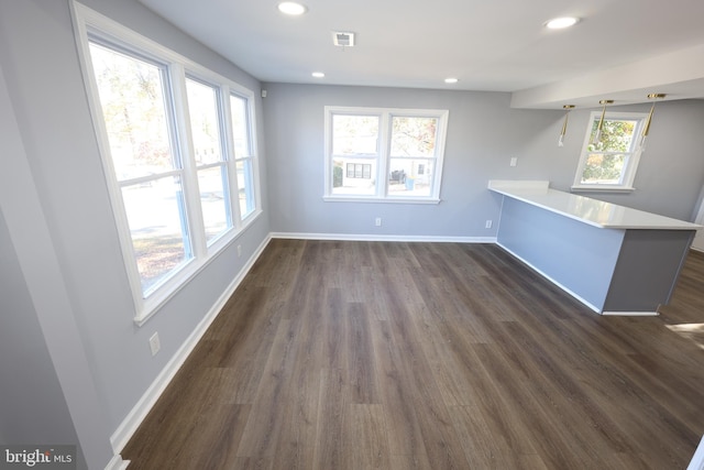 interior space with dark hardwood / wood-style floors