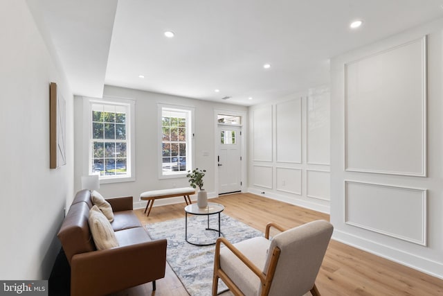 living room featuring light hardwood / wood-style flooring