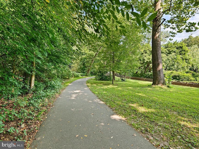 view of property's community featuring a yard