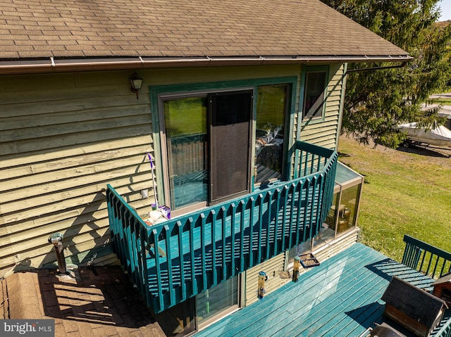 deck with a lawn