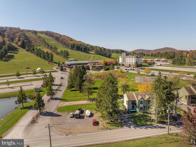 aerial view featuring a mountain view