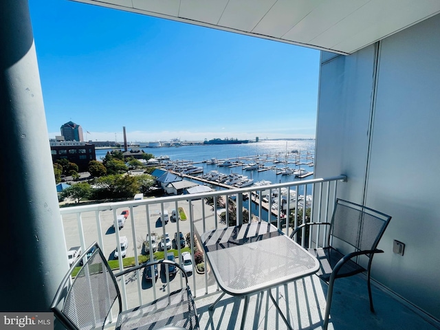 balcony with a water view