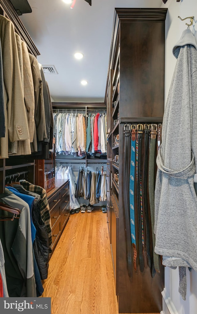 walk in closet featuring light wood-type flooring