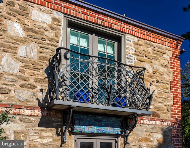 exterior details featuring french doors