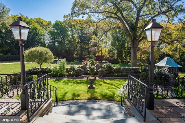 view of property's community featuring a yard