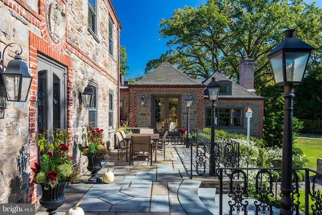 view of patio featuring french doors