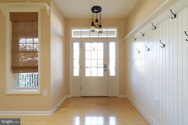 doorway to outside with light hardwood / wood-style flooring