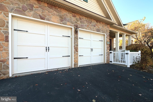 garage with a porch