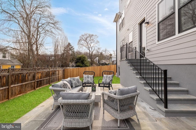 view of patio with an outdoor living space