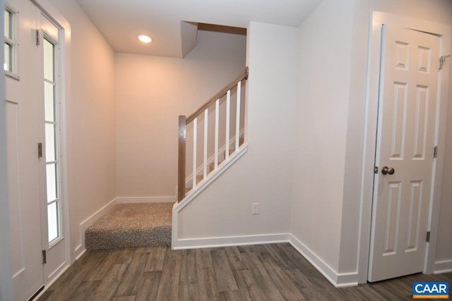 foyer entrance with dark wood-type flooring