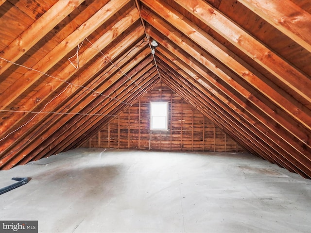 view of unfinished attic