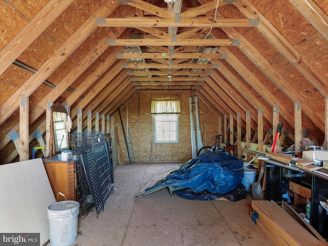 view of unfinished attic