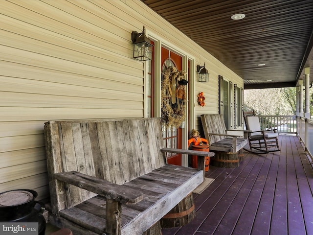 wooden terrace with covered porch