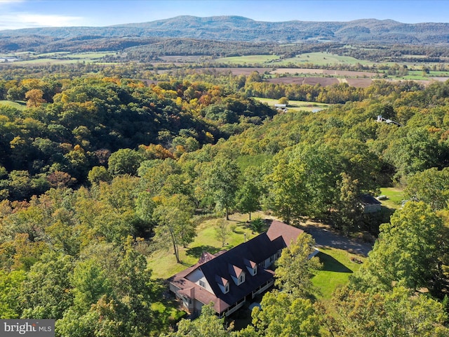 aerial view with a mountain view