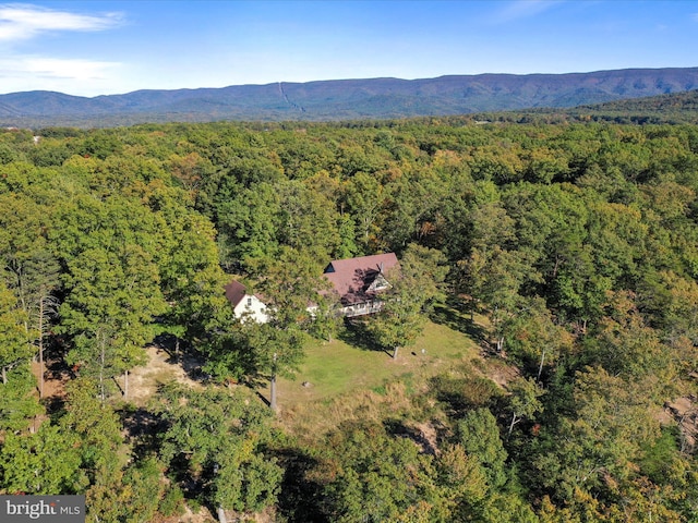 aerial view with a mountain view