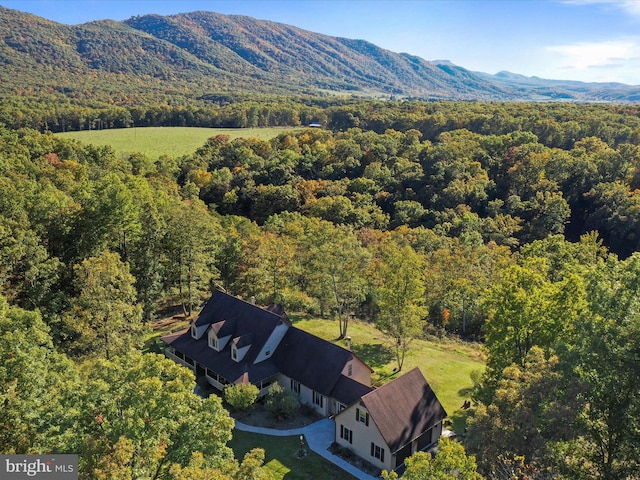 bird's eye view with a mountain view