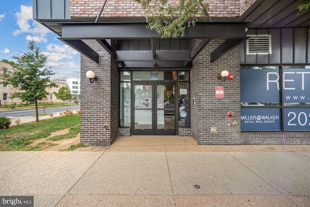 property entrance with french doors